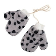 BOOMNY Winter Outdoor Kids Boys Girls Snow Leopard Pattern Thickening Warmth Gloves Breathable Toddler Baby Dailywear